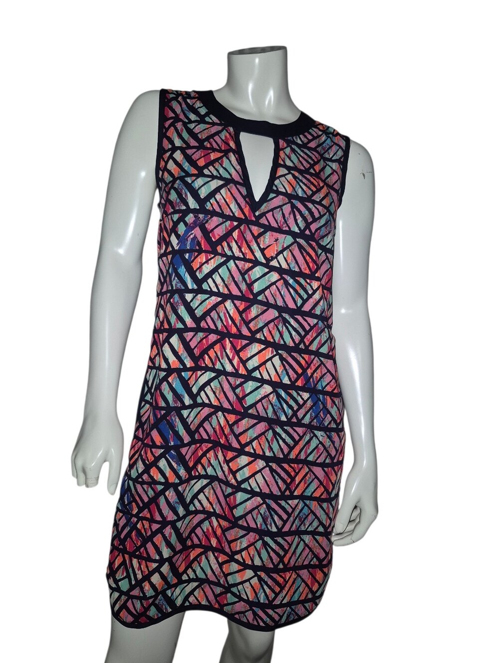 Asher By Fabrik Colorful Geo.etric Print Sleeveless Sheath Dress Size Small